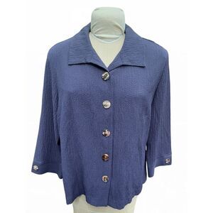 Appleseed’s Women’s Button Front Blouse Sz. XL 3/4 Sleeves Boxy Lightweight